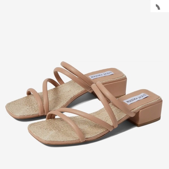 Steve Madden Shoes - Steve Madden Citizen Strappy Nude Block Heel Sandals Size 9 Tan Beige Minimalist